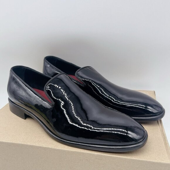 Bruno Magli Danilo Leather Slip-On Dress Shoes Loafers Black Mens US 10.5 Italy - Picture 1 of 13